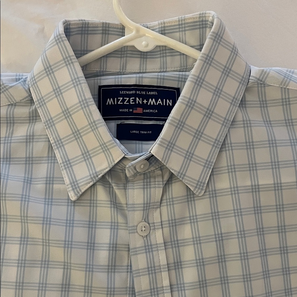 Mizzen+Main Light Blue Checkered Men's Shirt